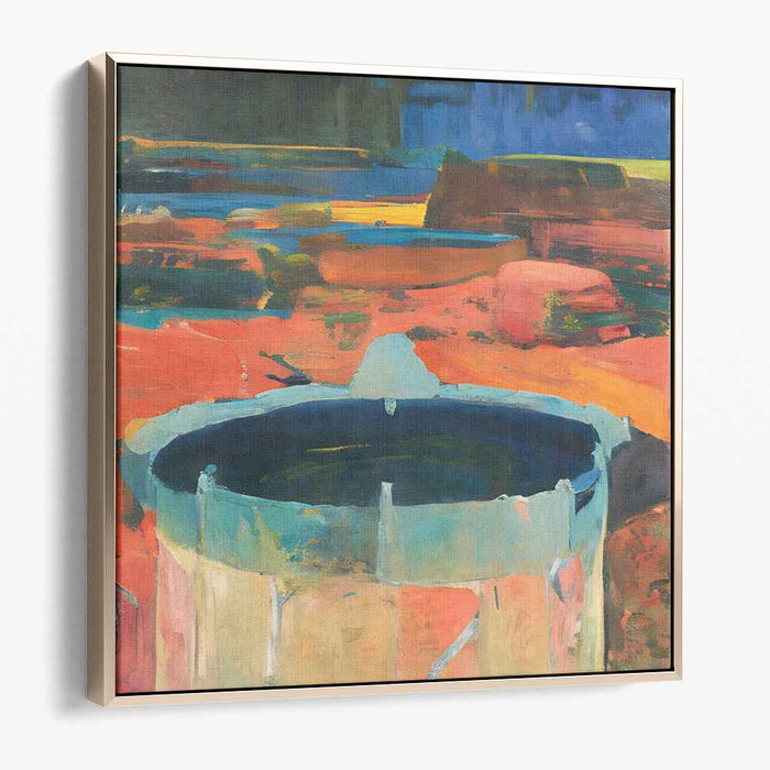Mystic Well: Abstract Expressionist Landscape in Vivid Hues