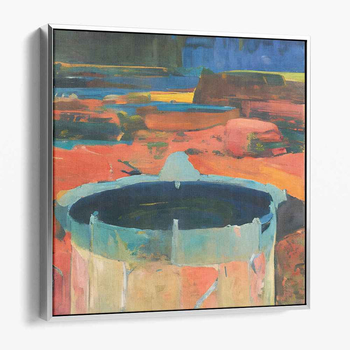 Mystic Well: Abstract Expressionist Landscape in Vivid Hues