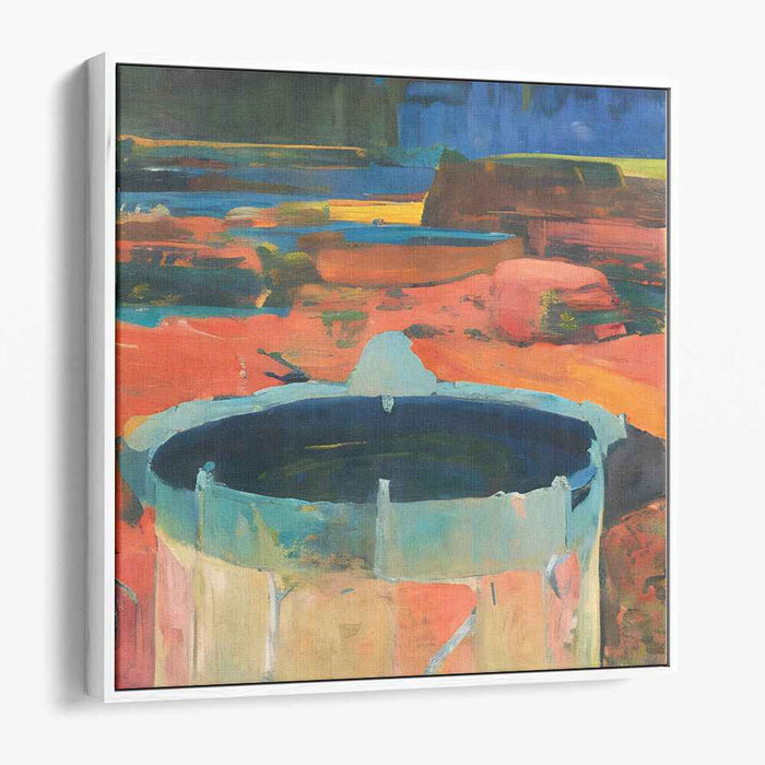 Mystic Well: Abstract Expressionist Landscape in Vivid Hues