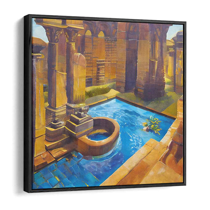 Mystic Ruins by the Azure Waters: Historical Architecture Canvas Art