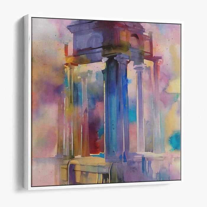 Architectural Whimsy: Abstract Watercolor Architectural Fantasy