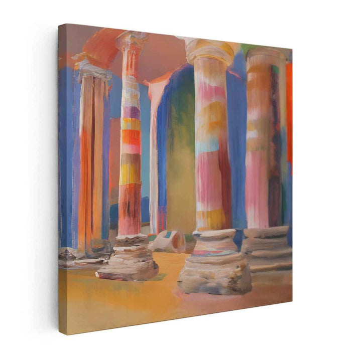Timeless Transformation: Abstract Expressionist Columns Canvas Art Print