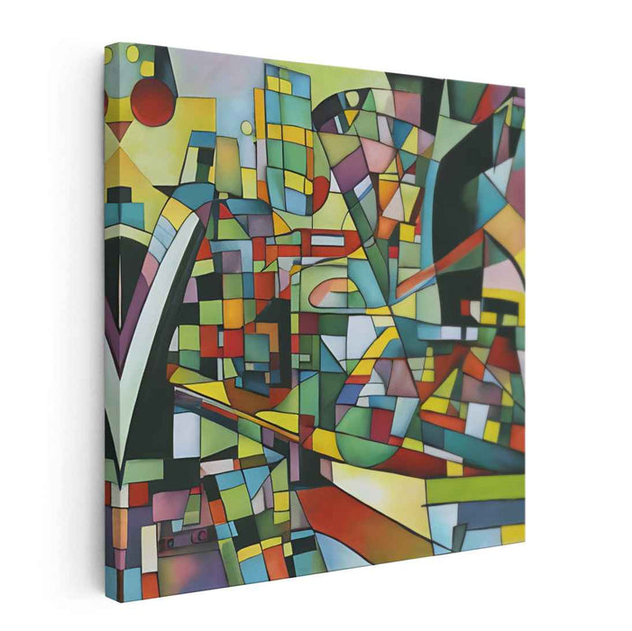 Cityscape Collage Creation: Abstract Urban Cubist Canvas Art Print