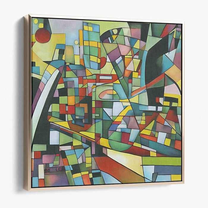 Cityscape Collage Creation: Abstract Urban Cubist Canvas Art Print