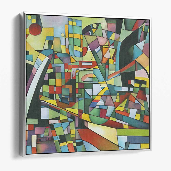 Cityscape Collage Creation: Abstract Urban Cubist Canvas Art Print