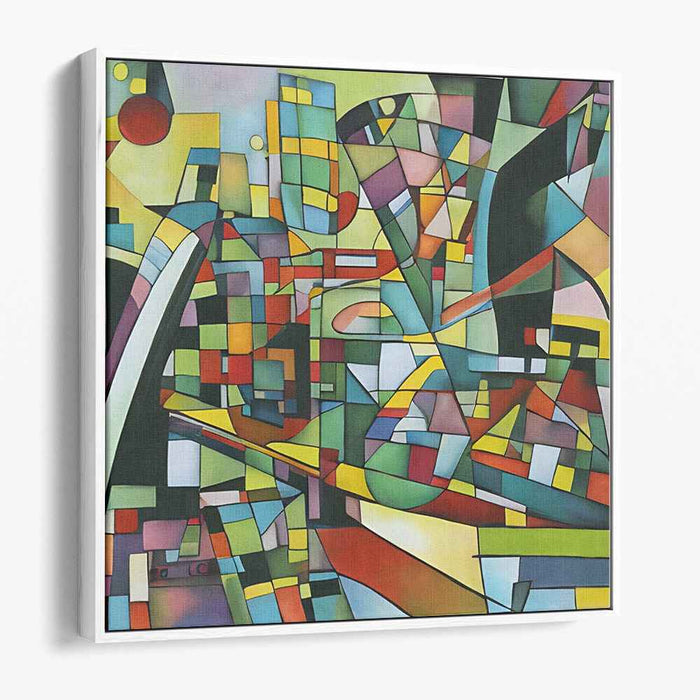 Cityscape Collage Creation: Abstract Urban Cubist Canvas Art Print