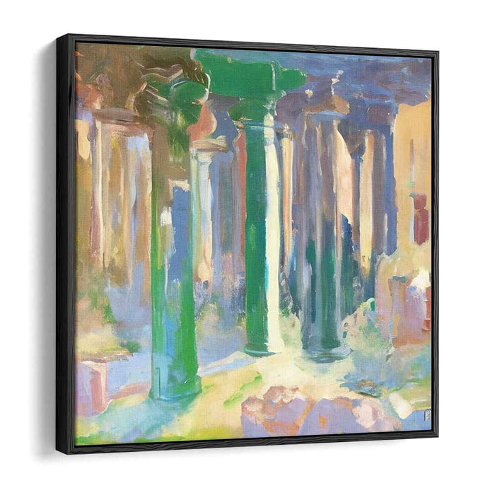 Chaos in Abandoned Sanctuary: Abstract Expressionist Ruins Canvas Art Print