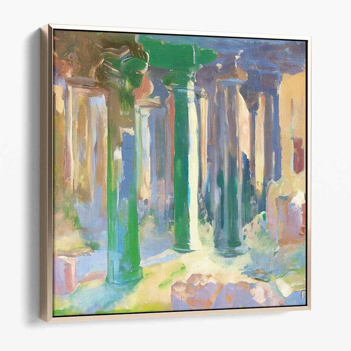 Chaos in Abandoned Sanctuary: Abstract Expressionist Ruins Canvas Art Print