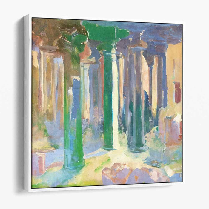 Chaos in Abandoned Sanctuary: Abstract Expressionist Ruins Canvas Art Print