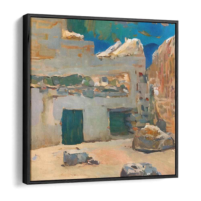 Terra Cotta Tranquility: Rustic Mediterranean Village Canvas Art