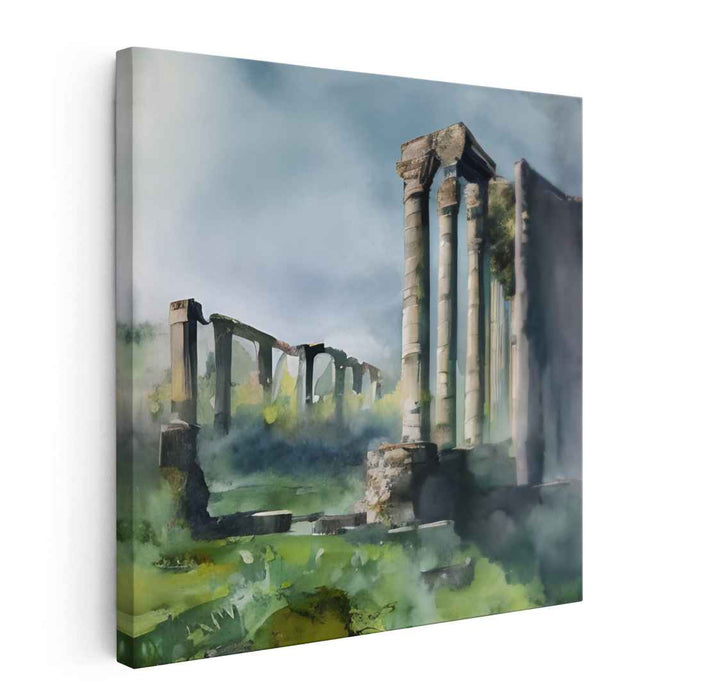 Ancient Echoes Reverie: Serene Ancient Landscape Canvas Art Print