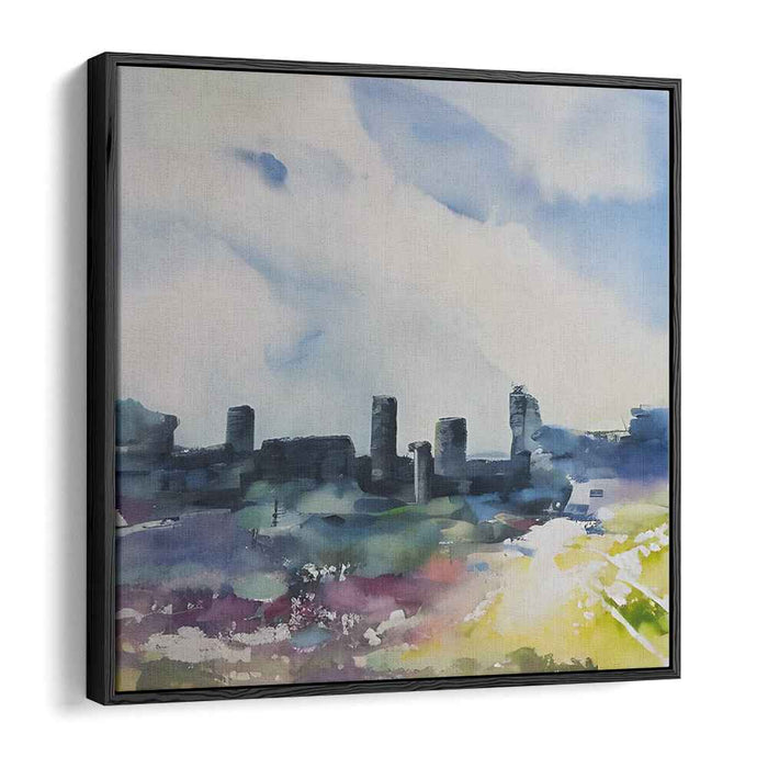 Serene Ruins: Impressionist Watercolor Landscape of an Ancient Castle