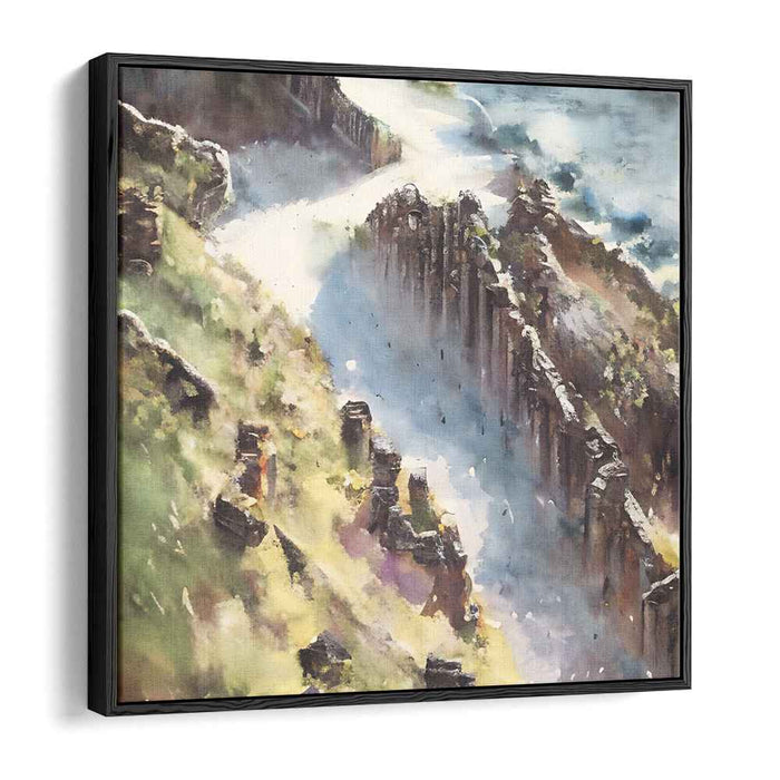 Mystic Cliffs: Surreal Watercolor Landscape Canvas Art