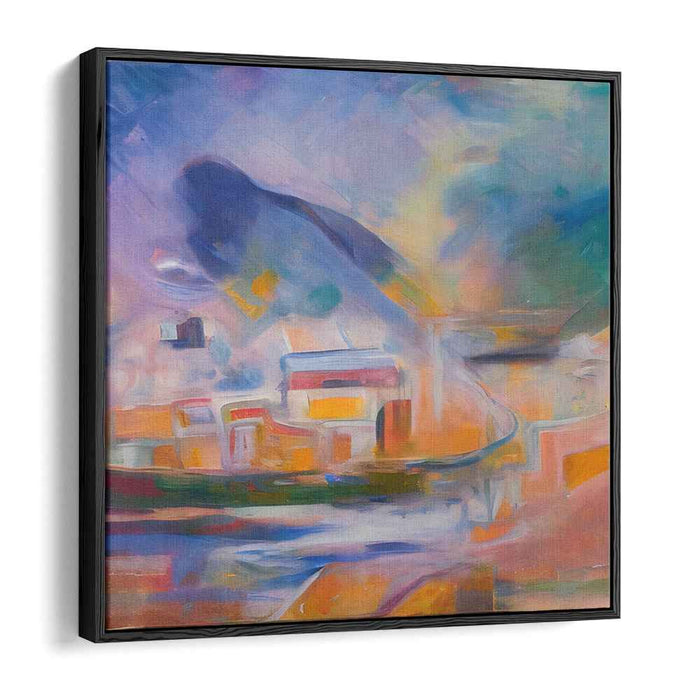 Azure Blaze Dance: Abstract Expressionist Blue and Orange Canvas Art Print