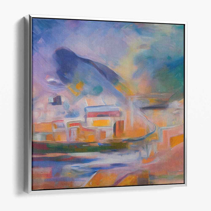 Azure Blaze Dance: Abstract Expressionist Blue and Orange Canvas Art Print