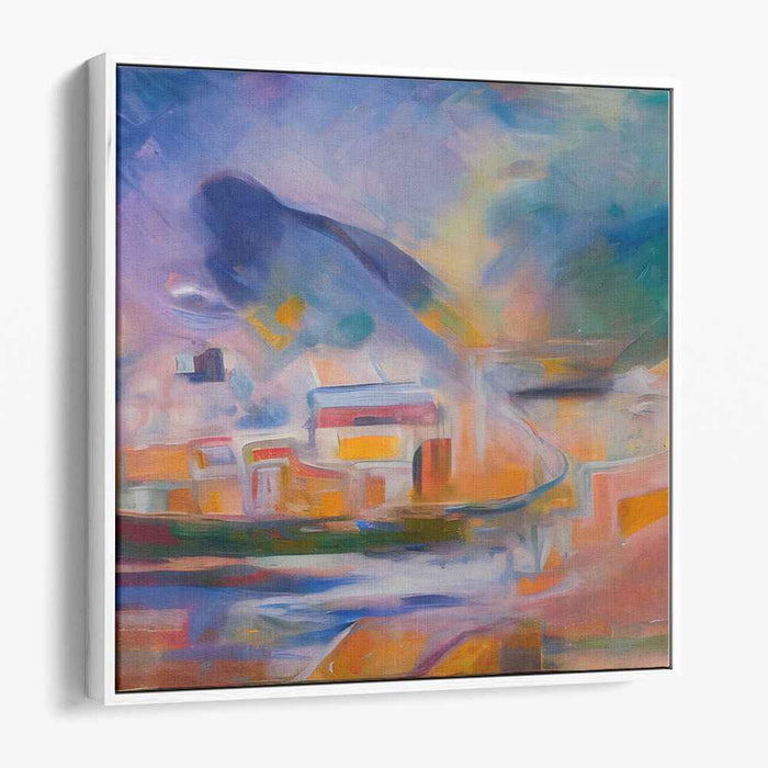 Azure Blaze Dance: Abstract Expressionist Blue and Orange Canvas Art Print