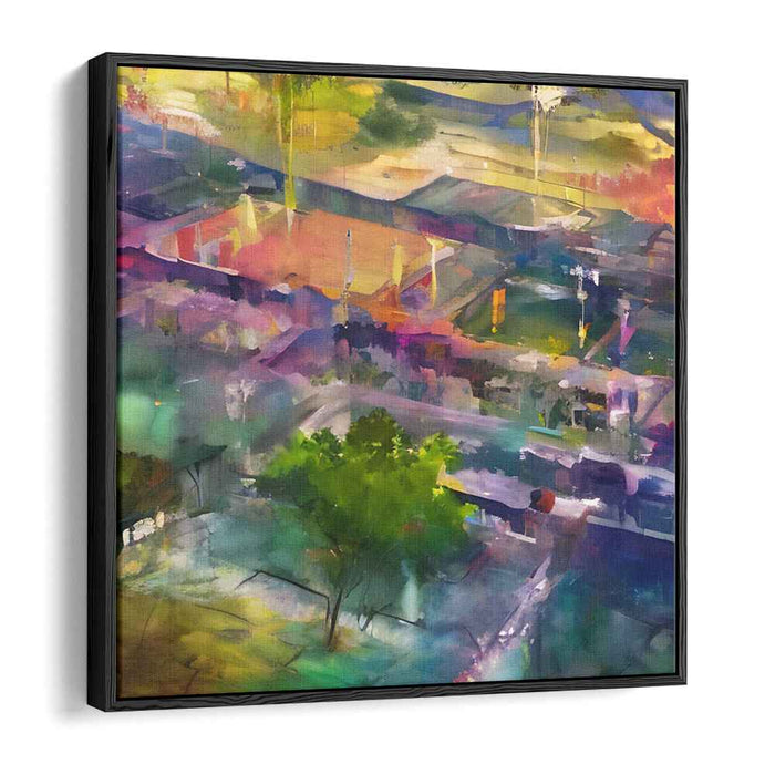 Ethereal Heights Perspective Painting: Abstract Aerial View Canvas Art Print