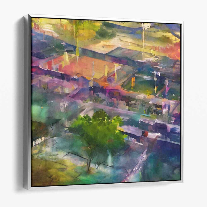 Ethereal Heights Perspective Painting: Abstract Aerial View Canvas Art Print