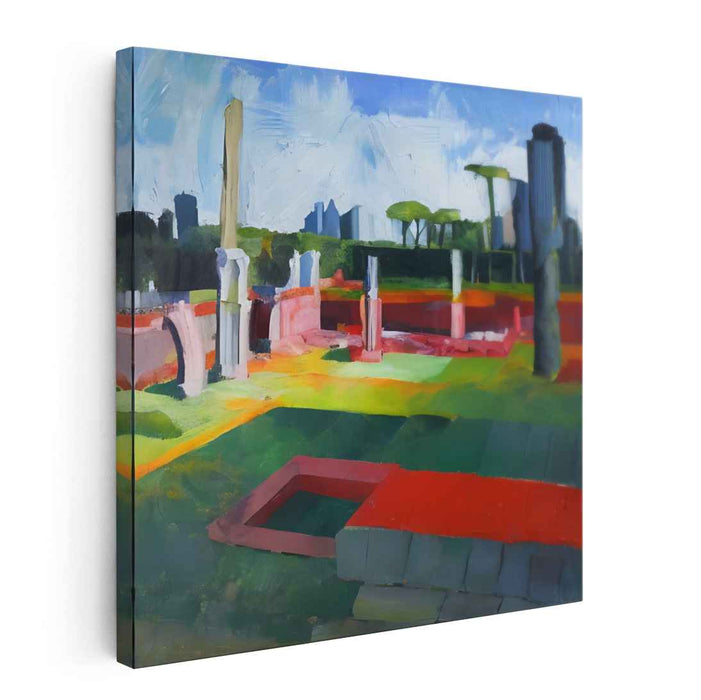 Chromatic Architectures: A Modern Landscape Interpretation Canvas Art Print