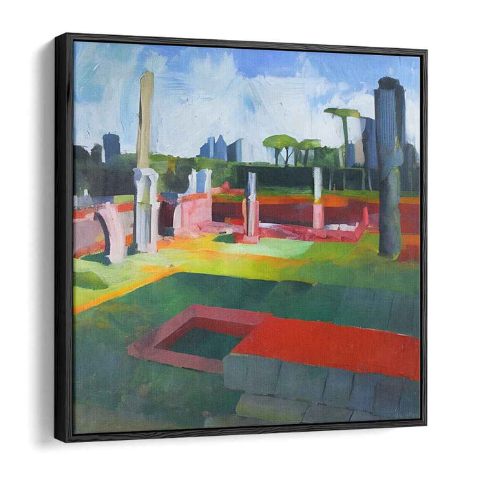 Chromatic Architectures: A Modern Landscape Interpretation Canvas Art Print