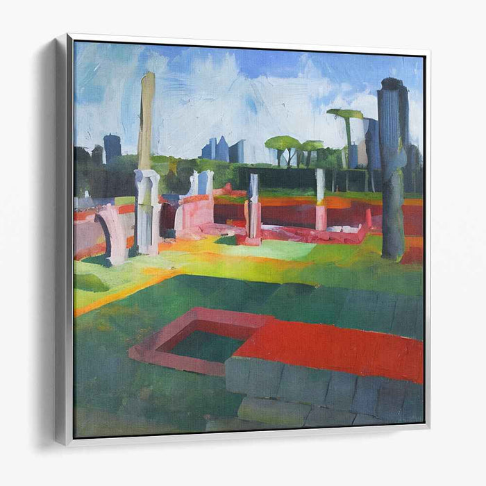 Chromatic Architectures: A Modern Landscape Interpretation Canvas Art Print