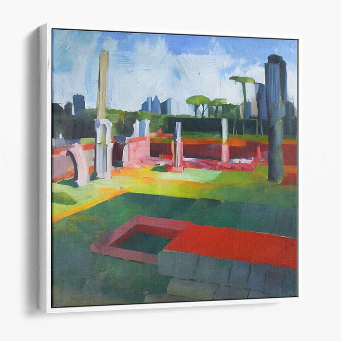 Chromatic Architectures: A Modern Landscape Interpretation Canvas Art Print