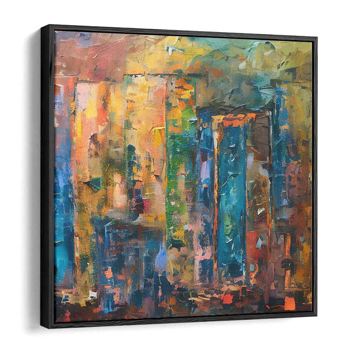 Urban Fragments: Abstract Expressionist Cityscape Canvas Art