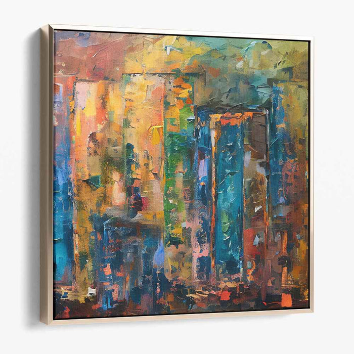 Urban Fragments: Abstract Expressionist Cityscape Canvas Art