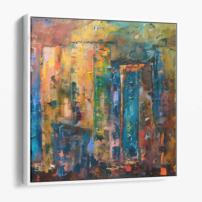 Urban Fragments: Abstract Expressionist Cityscape Canvas Art