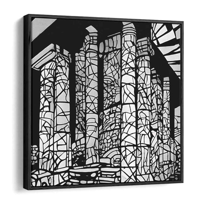 Fragmented Spectrum Structure: Stained-Glass Architectural Abstract Canvas Art Print