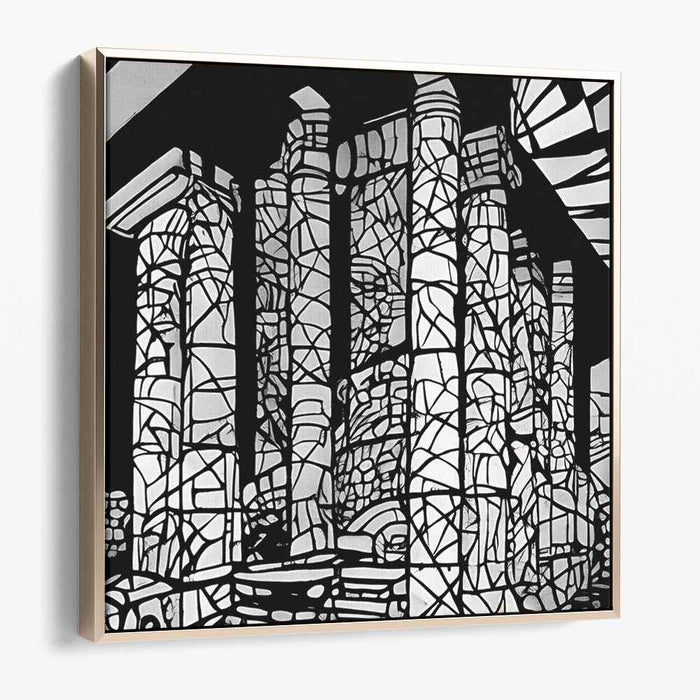 Fragmented Spectrum Structure: Stained-Glass Architectural Abstract Canvas Art Print