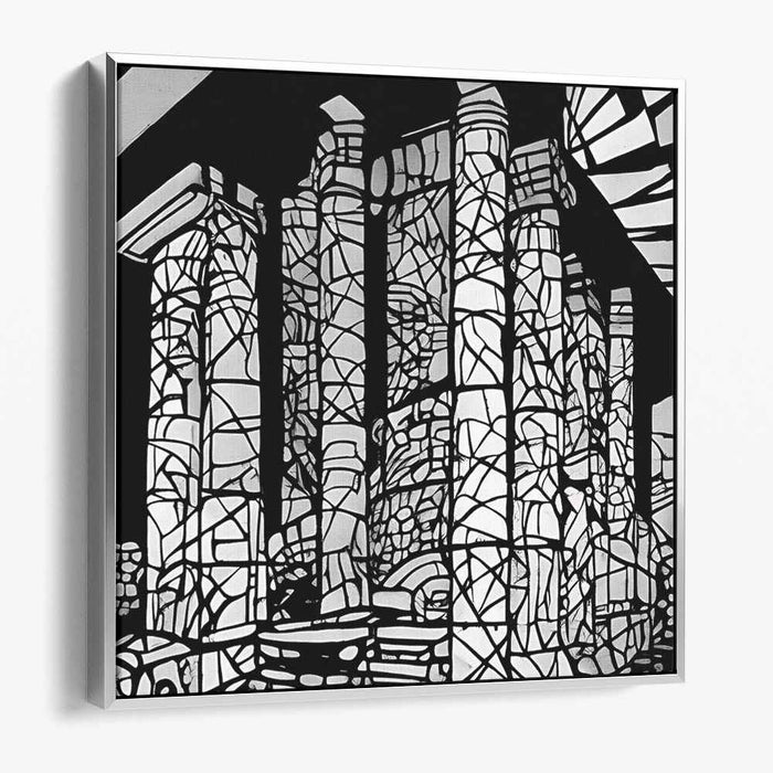 Fragmented Spectrum Structure: Stained-Glass Architectural Abstract Canvas Art Print