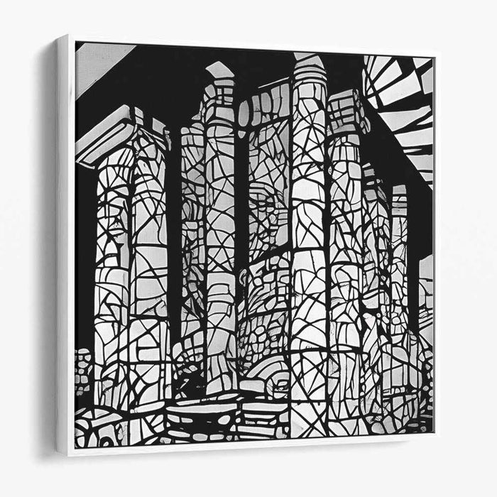 Fragmented Spectrum Structure: Stained-Glass Architectural Abstract Canvas Art Print