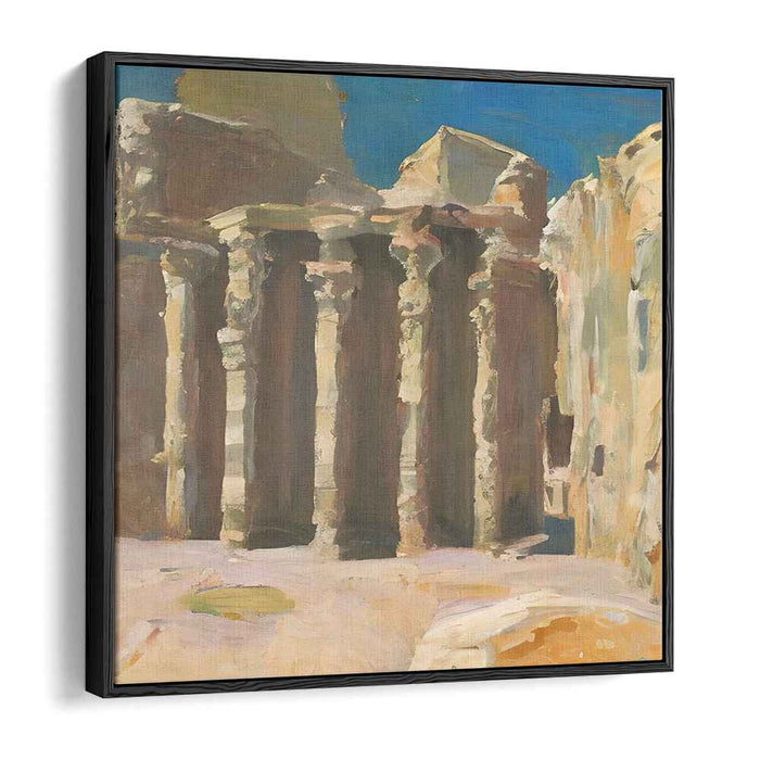 Timeless Ruins Above the Blue: Ancient Pillars Under a Cerulean Sky Canvas Art Print