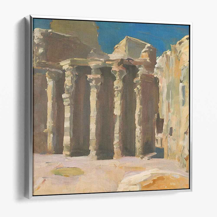 Timeless Ruins Above the Blue: Ancient Pillars Under a Cerulean Sky Canvas Art Print