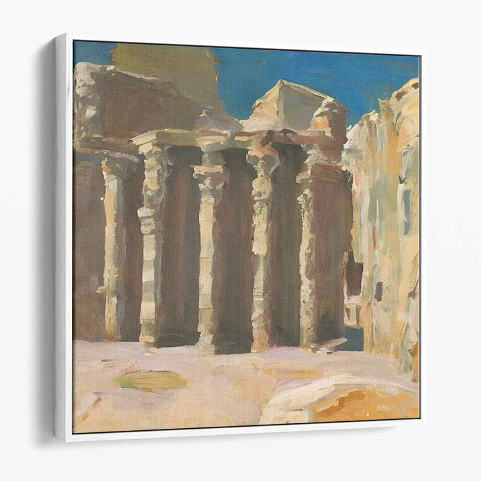 Timeless Ruins Above the Blue: Ancient Pillars Under a Cerulean Sky Canvas Art Print