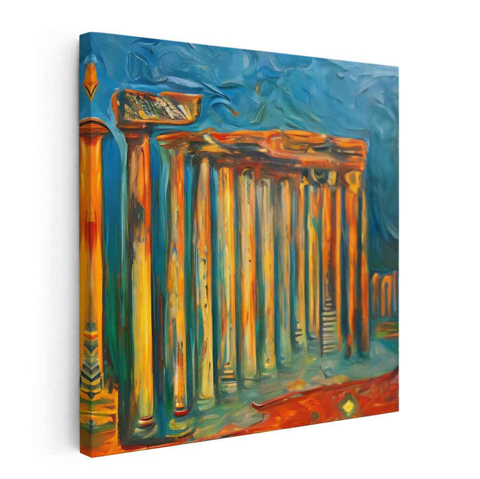 Ethereal Marble Whispers: Abstract Impressionist Greek Temple Canvas Art Print