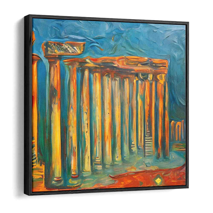 Ethereal Marble Whispers: Abstract Impressionist Greek Temple Canvas Art Print