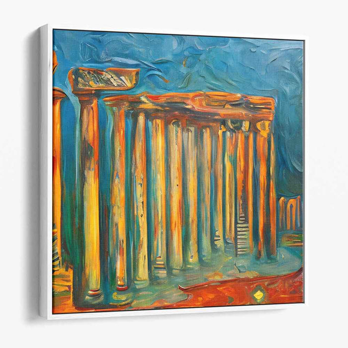 Ethereal Marble Whispers: Abstract Impressionist Greek Temple Canvas Art Print