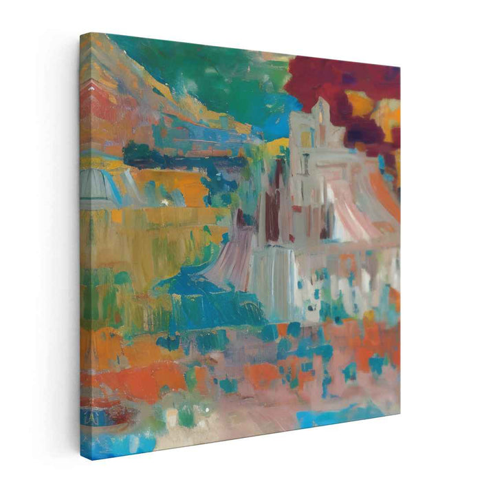 Abstract Horizon Shifts: Abstract Impressionist Landscape Canvas Art Print
