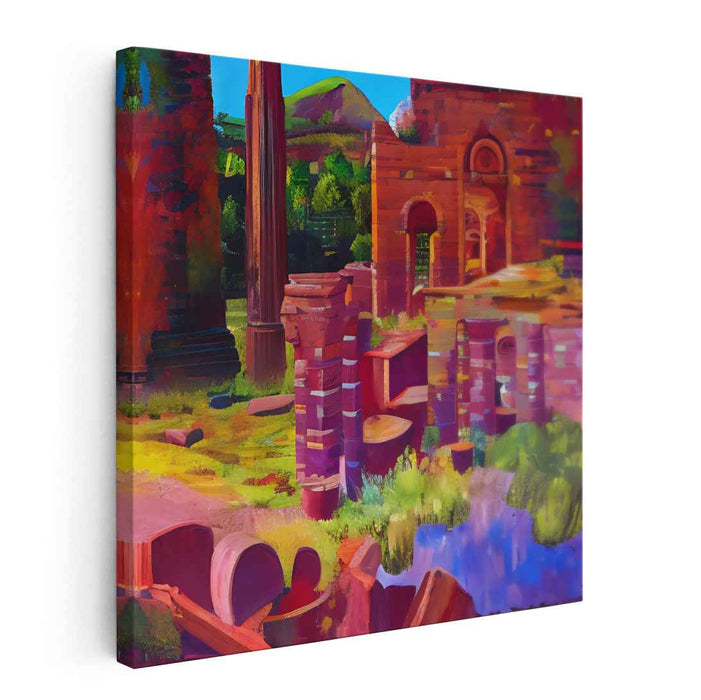 Time Wanderer's Dream Folly: A Vivid Journey Through Time Landscape Canvas Art