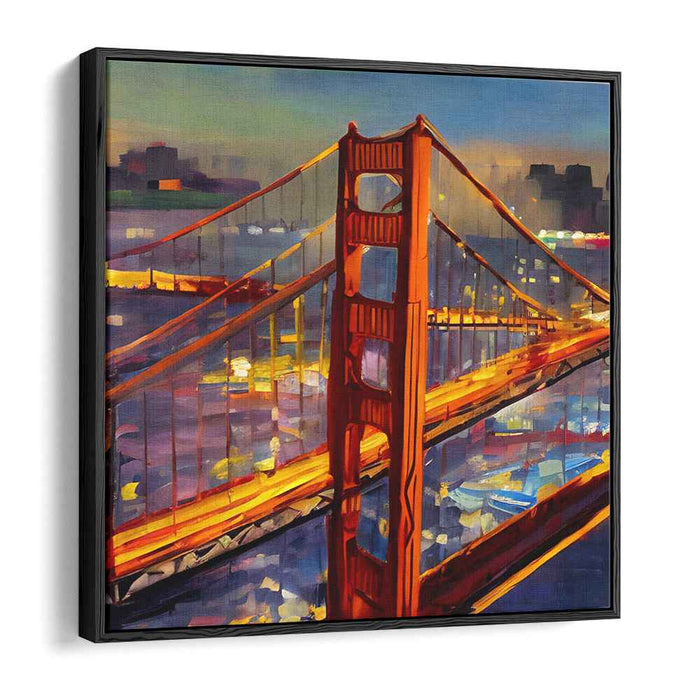 Dappled Bridge Shadows: Impressionist Suspension Bridge Canvas Art