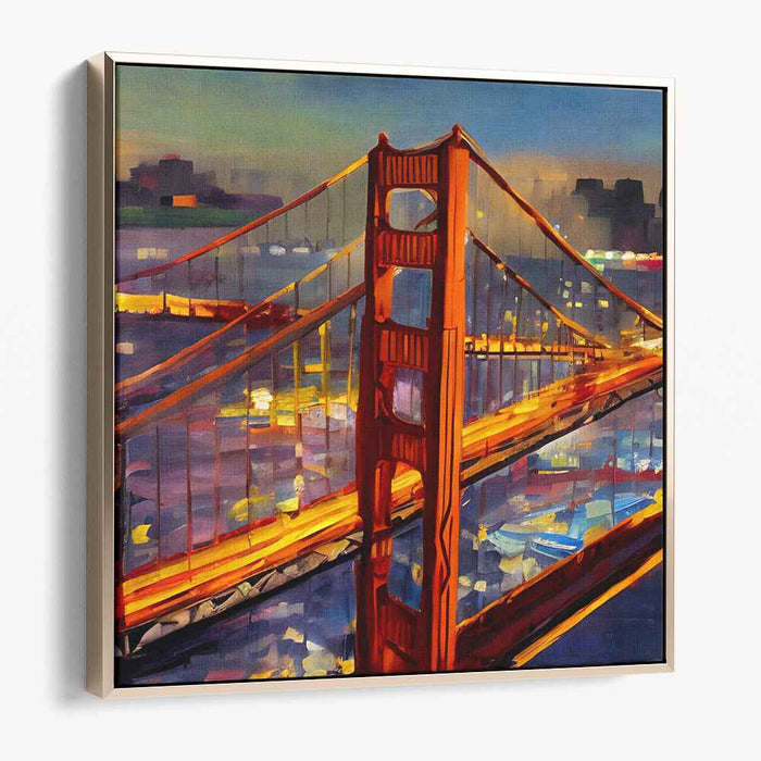 Dappled Bridge Shadows: Impressionist Suspension Bridge Canvas Art