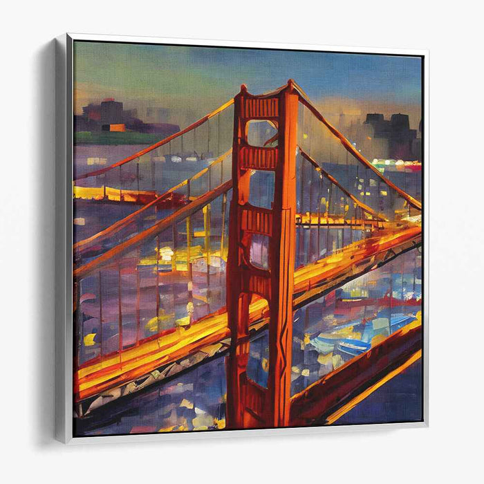 Dappled Bridge Shadows: Impressionist Suspension Bridge Canvas Art