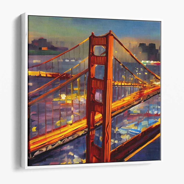 Dappled Bridge Shadows: Impressionist Suspension Bridge Canvas Art
