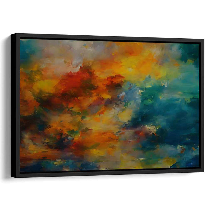 Vivid Depths Mosaic: Abstract Expressionist Blue and Orange Canvas Art Print