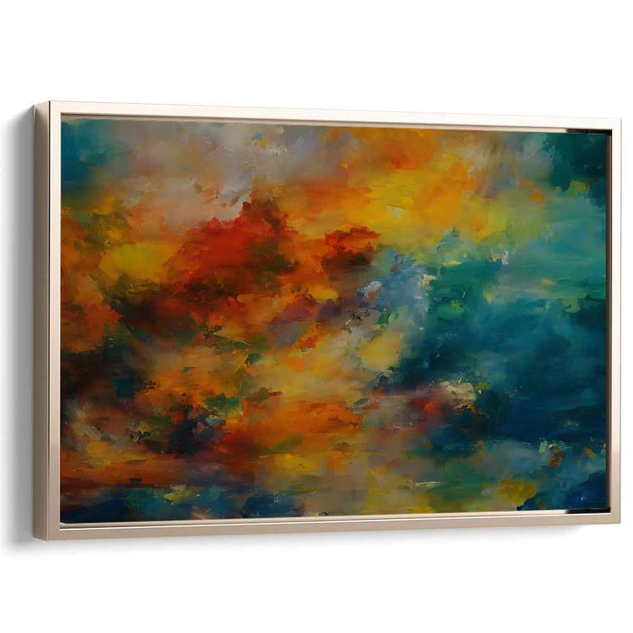 Vivid Depths Mosaic: Abstract Expressionist Blue and Orange Canvas Art Print