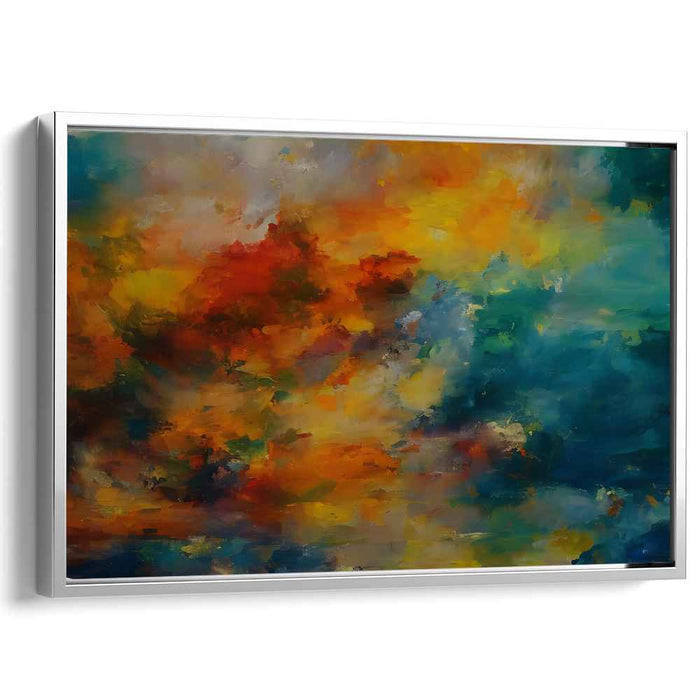 Vivid Depths Mosaic: Abstract Expressionist Blue and Orange Canvas Art Print