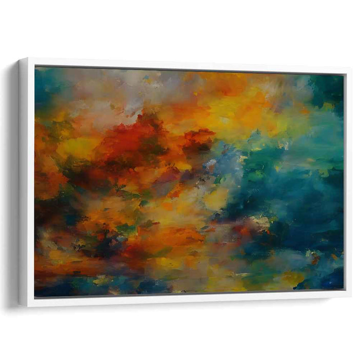 Vivid Depths Mosaic: Abstract Expressionist Blue and Orange Canvas Art Print