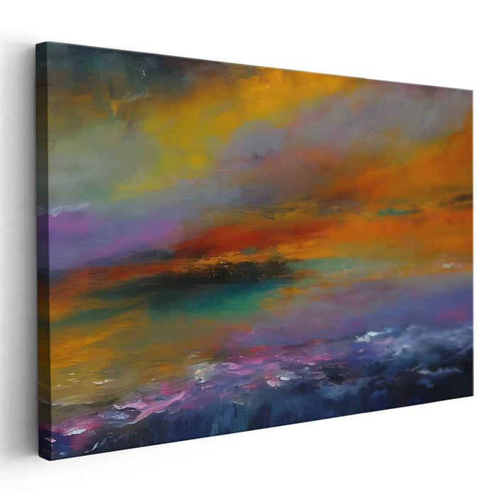 Seascape Meltdown: Abstract Expressionist Sunset Over Ocean Canvas Art Print